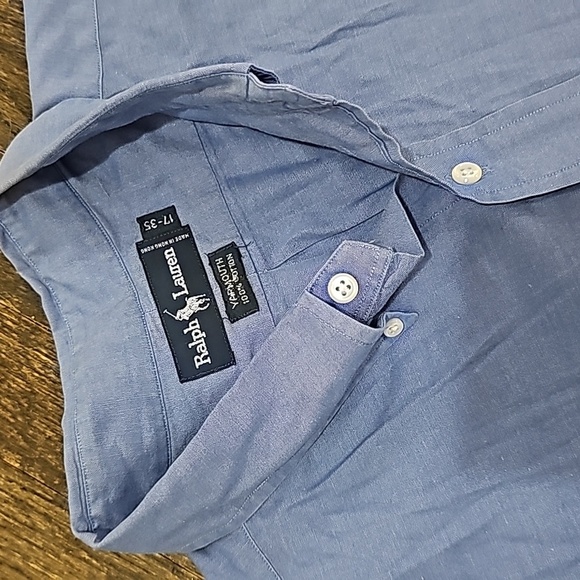 RALPH LAUREN 17-35 Yarmouth 100% cotton periwinkle blue dress shirt - Picture 2 of 5